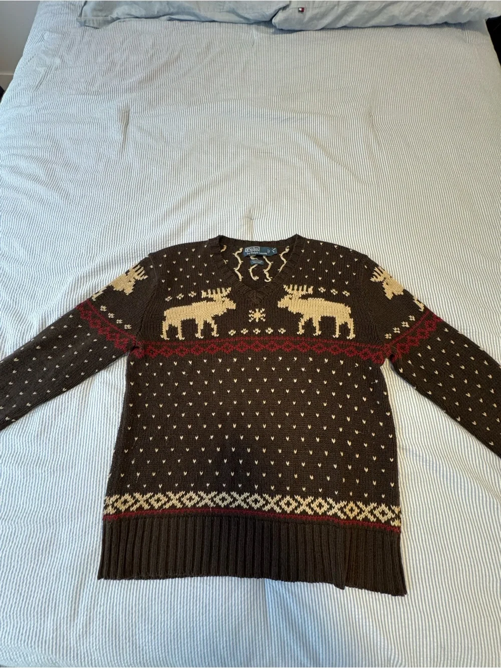 Rare Vintage Polo by Ralph Lauren Brown with Nordic Moose Cotton & Linen Sweater